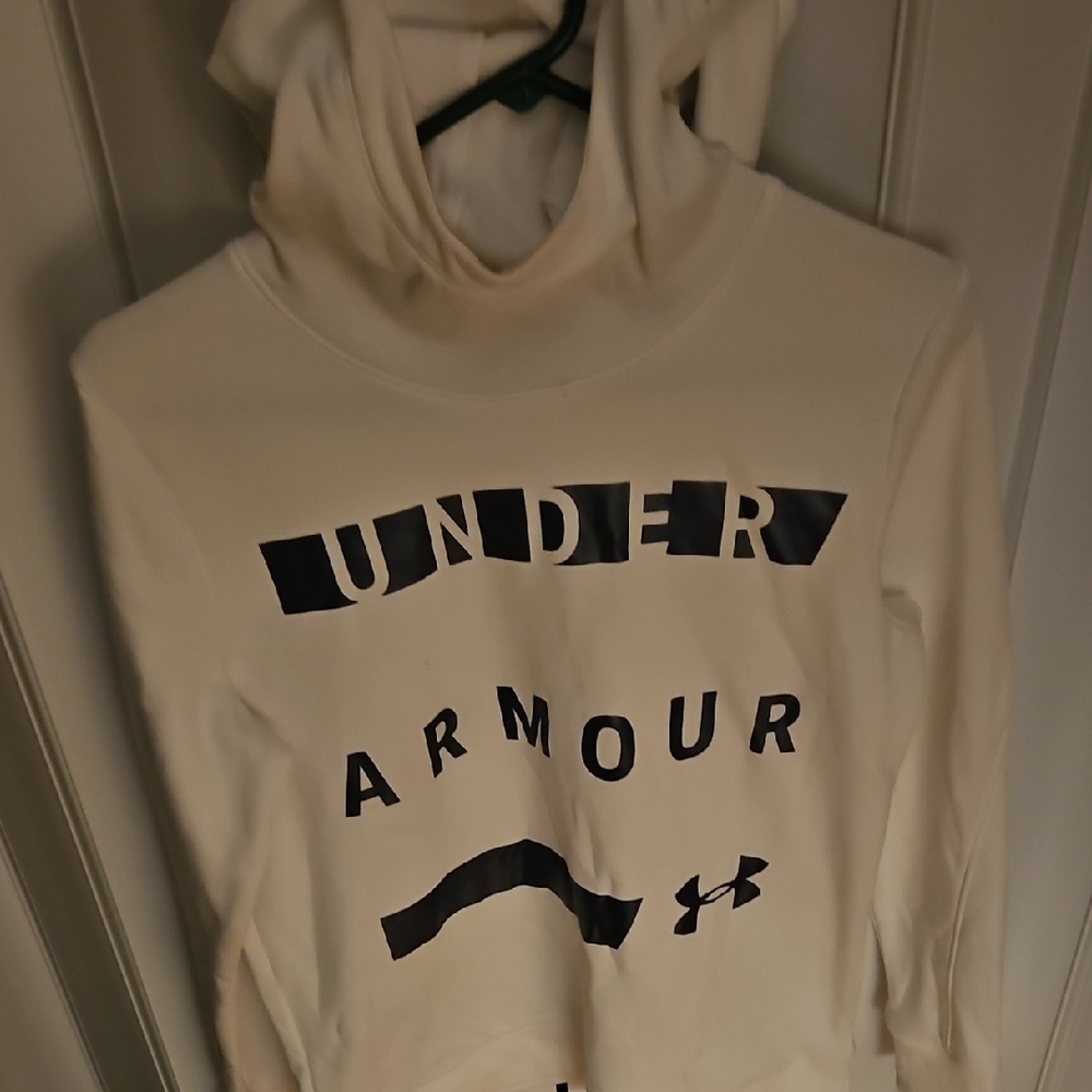 Under Armour Off-White Hoodie with Black Print
